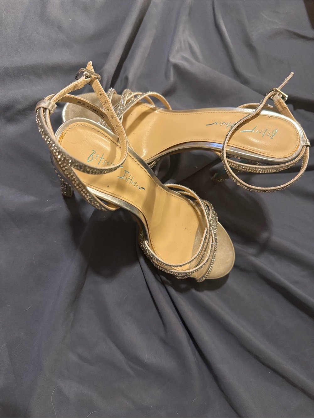 Betsey Johnson Women's Gold Strappy Heeled Sandals